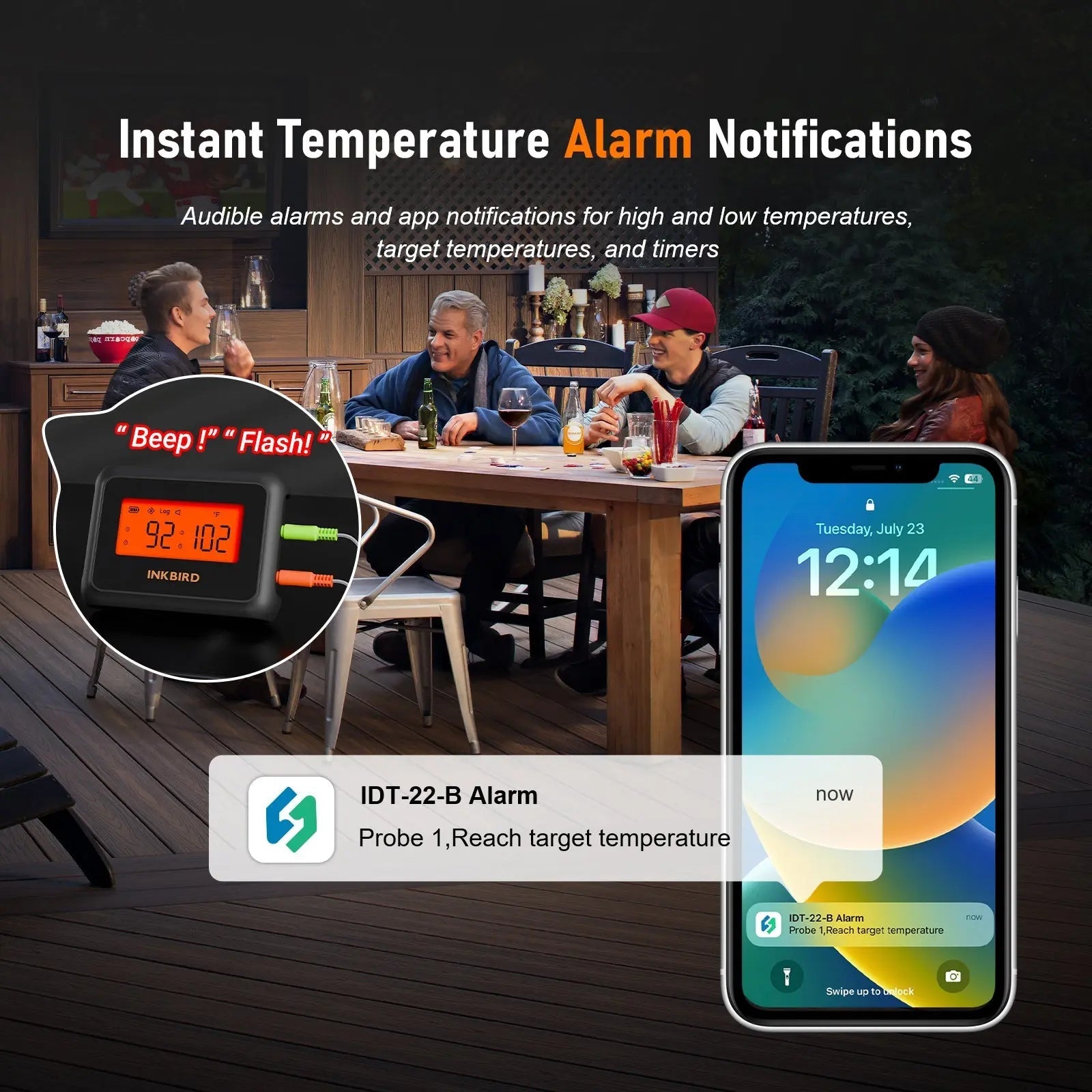 JOLIEO-Electronica-Eenvoudige Bluetooth BBQ Thermometer met Alarm - GRILLMEESTER