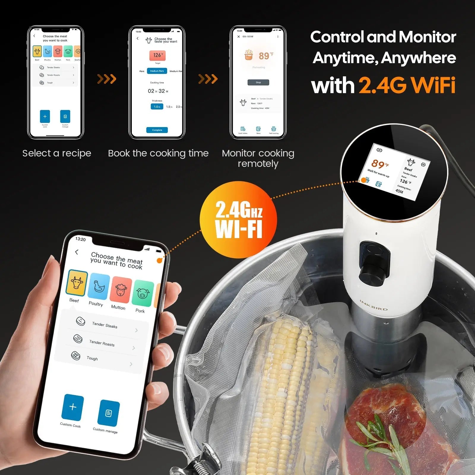 JOLIEO-Electronica-Extra Compact WiFi Sous Vide Koker - Solo Porties - CULINAIR