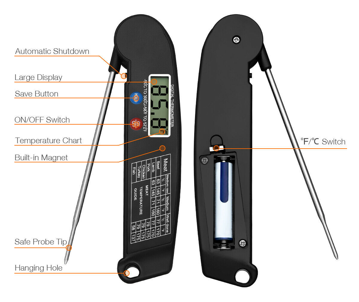 JOLIEO-Electronica-Nooit Meer Droge Kip - Digitale Kernthermometer Direct Aflezen - GrillMeister