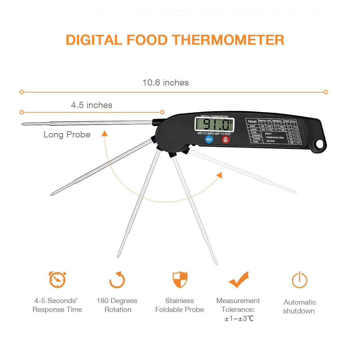 JOLIEO-Electronica-Nooit Meer Droge Kip - Digitale Kernthermometer Direct Aflezen - GrillMeister