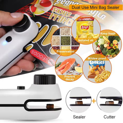 JOLIEO-Keuken & Eten-2-in-1 Mini Oplaadbare Zakken Sealer & Snijder - KeukenHeld