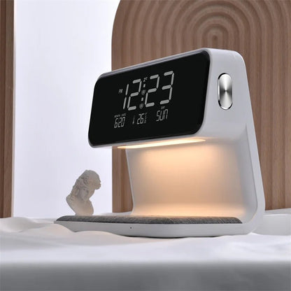 JOLIEO Electronica 3-in-1 Bedlamp met Oplaadfunctie, Alarm &amp; LCD-scherm - De Ultieme Nachtkast Upgrade